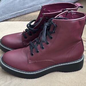 Madden Girl Maroon Combat Boots